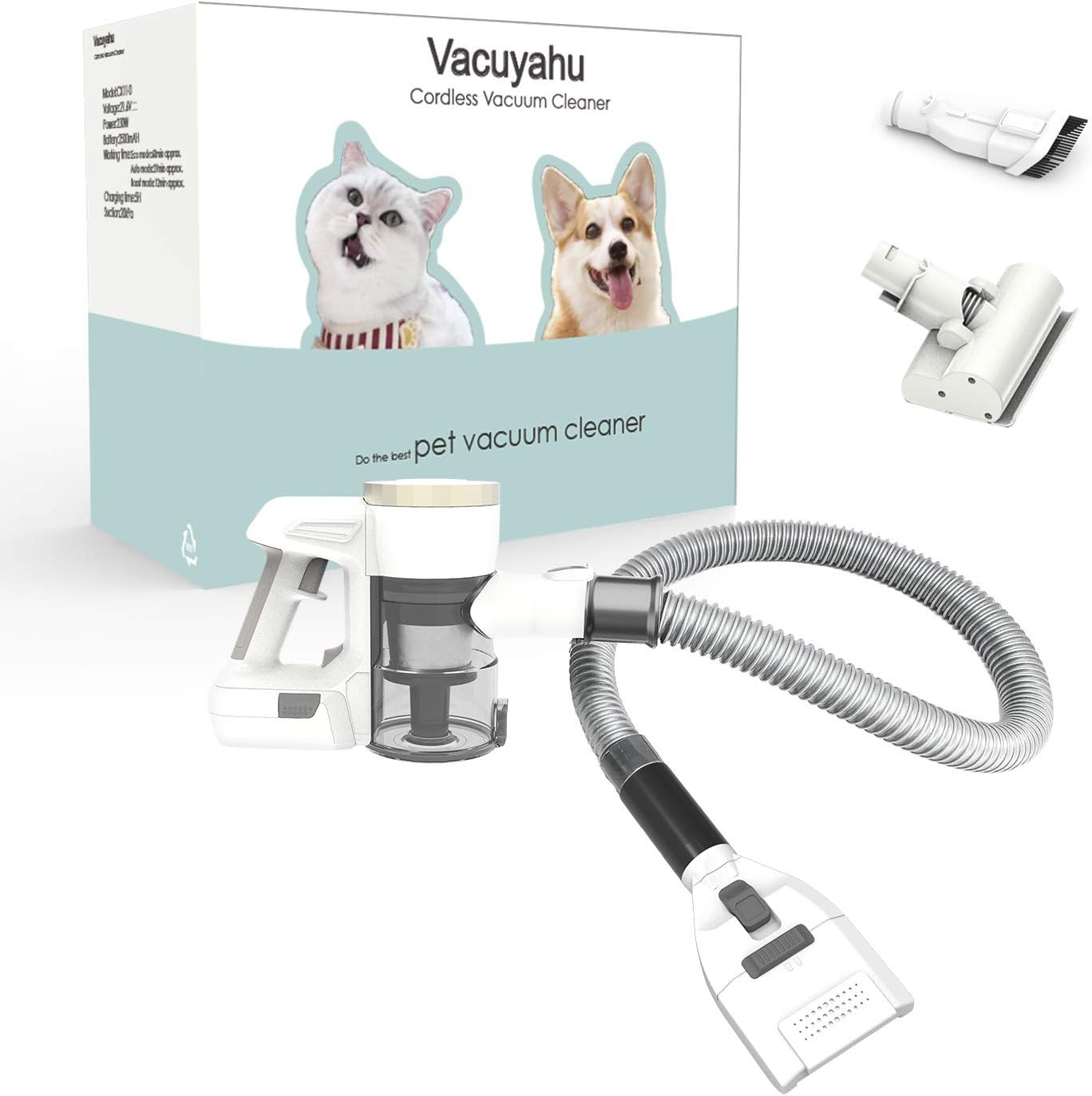 3 in 1 Cordless Pet Grooming Vacuum with Dog/Cat Grooming Brush W984