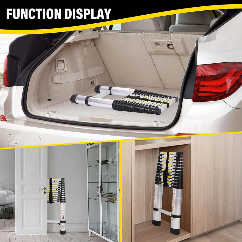 14.5FT Telescoping Aluminum Extension Ladder with Triangular Stabilizer V95612