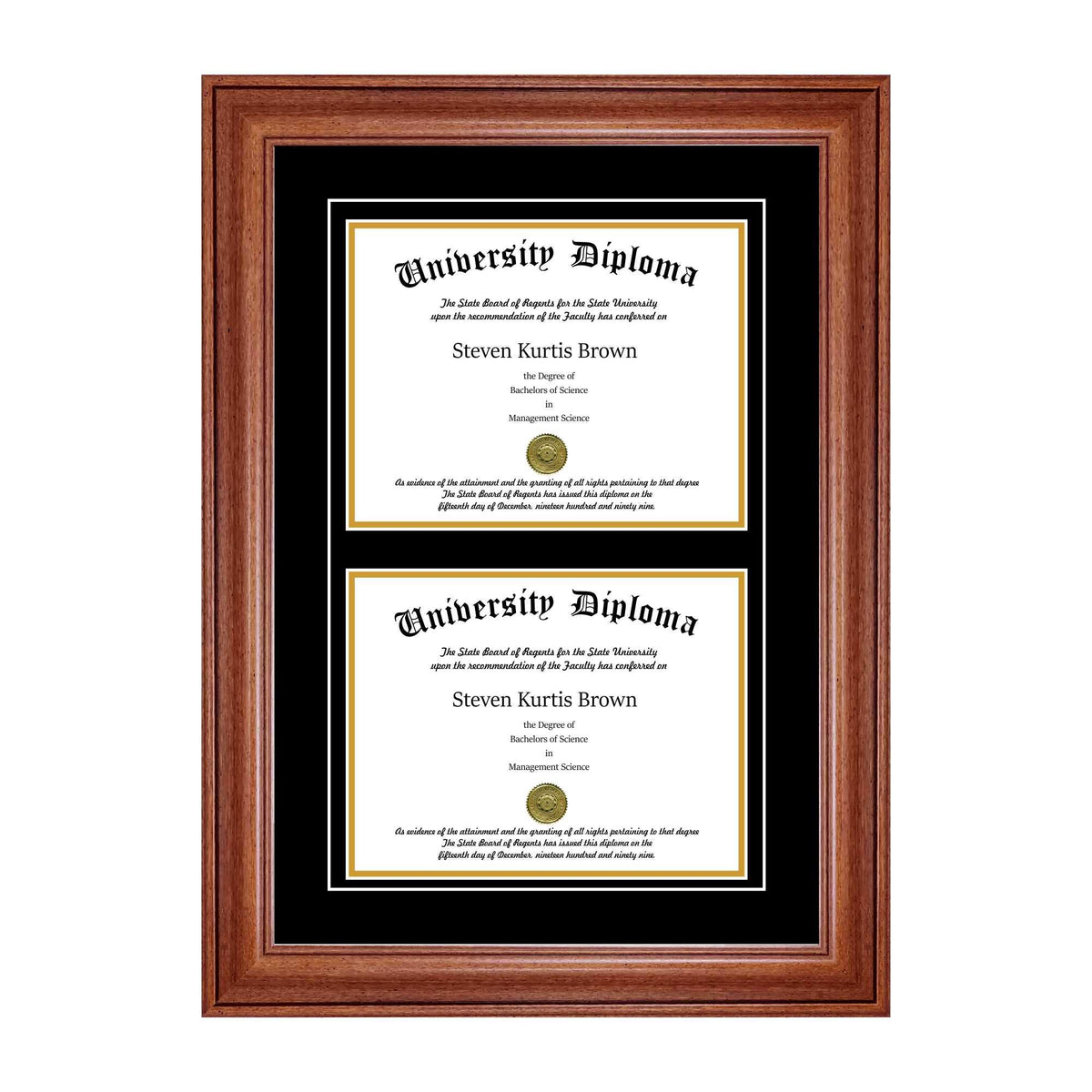 Double Diploma Frame with Walnut Frame K1064
