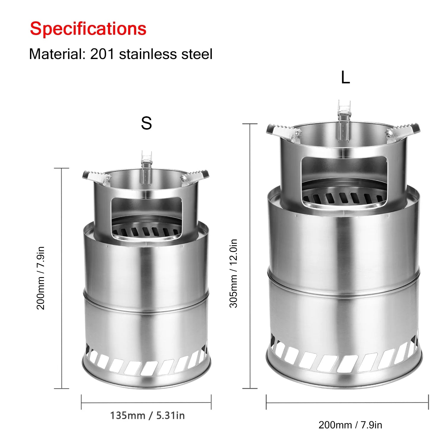 Outdoor Furnace Windproof Stainless Steel Portable Wood Stoves Y4393