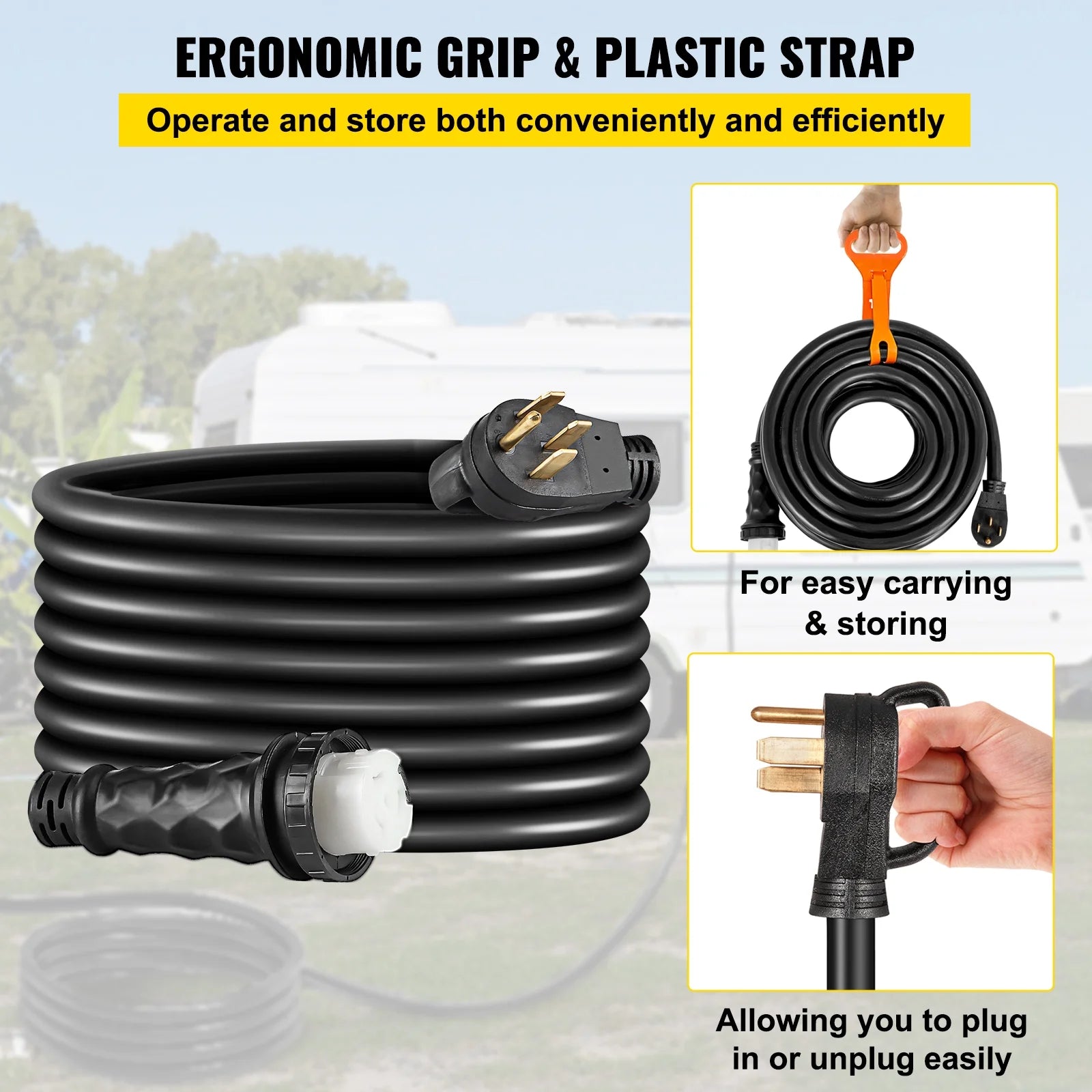 50A 50ft 125V/250V STW 6AWG/3C+8AWG/1C Twist Lock Extension Cord T1177