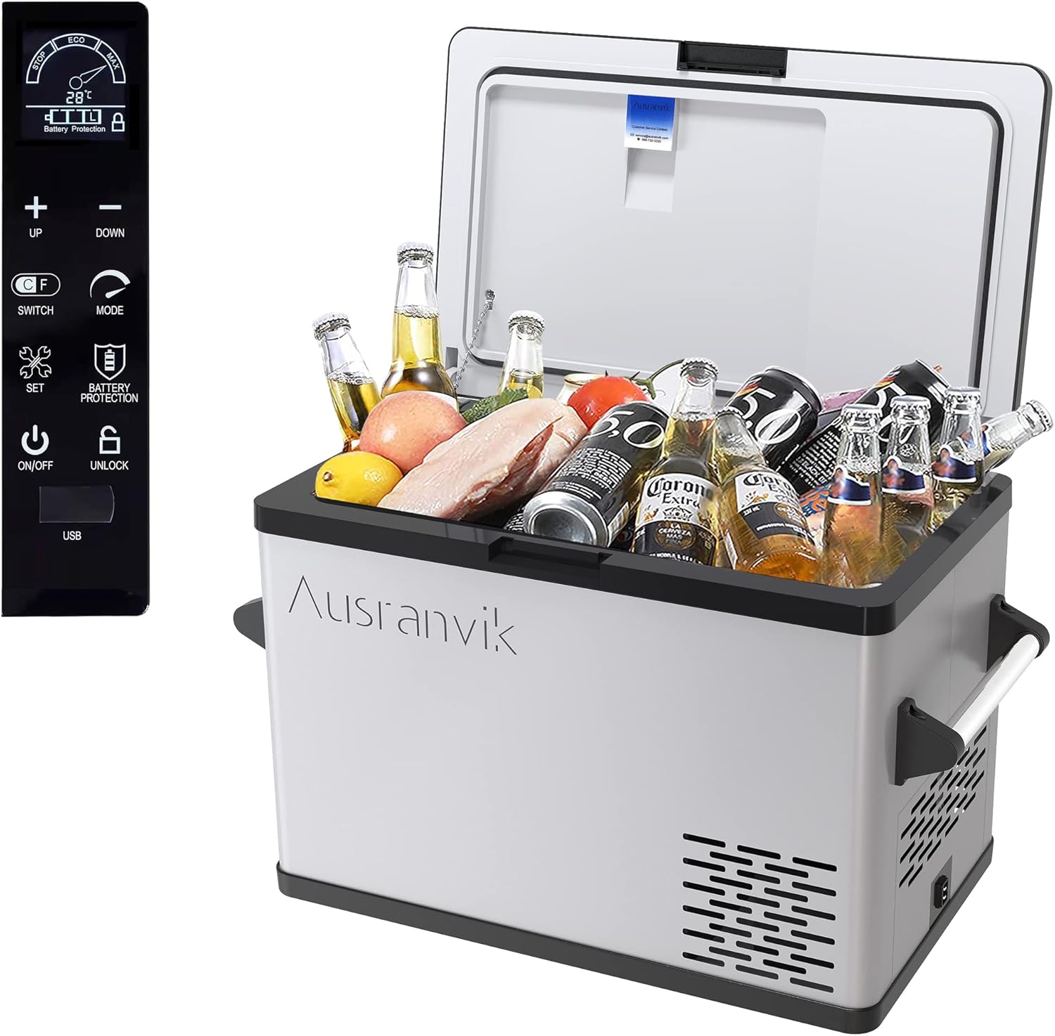 12V 37 Quart Car Electric Cooler With Freezer & Refrigerator Compartment R12239