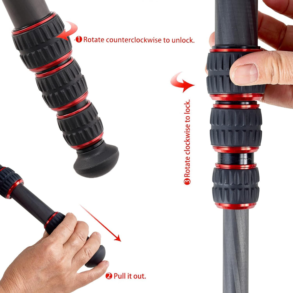 Carbon Fiber DSLR Camera Tripod Monopod with 360 Degree Ball Head O628290