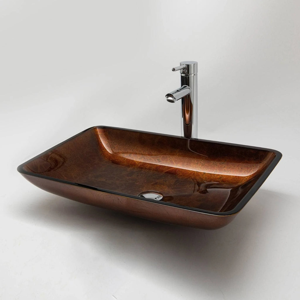 Tan Rectangular Vessel Bathroom Sink Y134