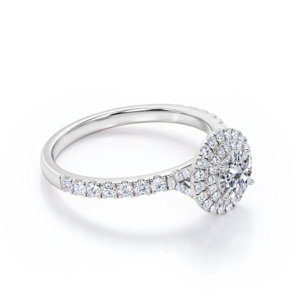 18K White Gold Plated Moissanite Engagement Ring G47782