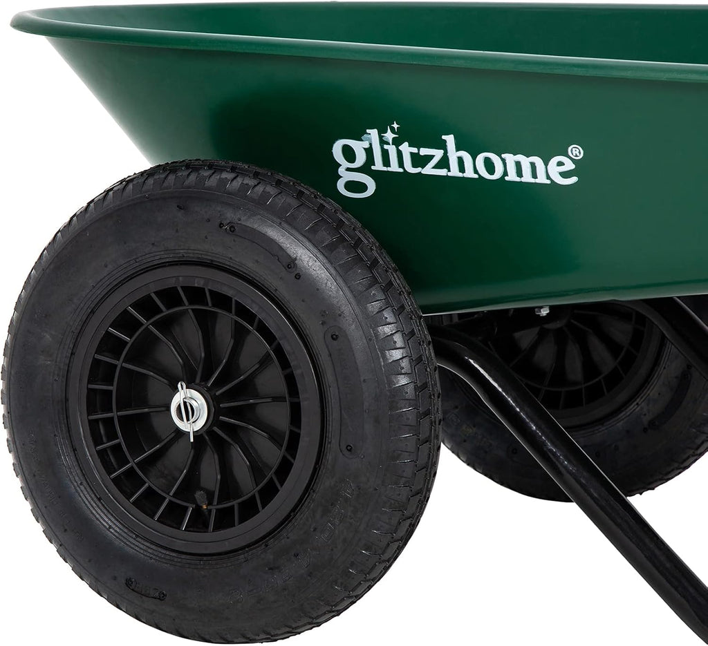Green Steel Framed Plastic Garden Utility Dump Cart A111
