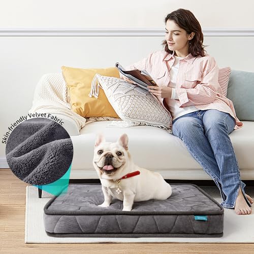 Grey 3 Inch Thick Memory Foam Dog Bed O404