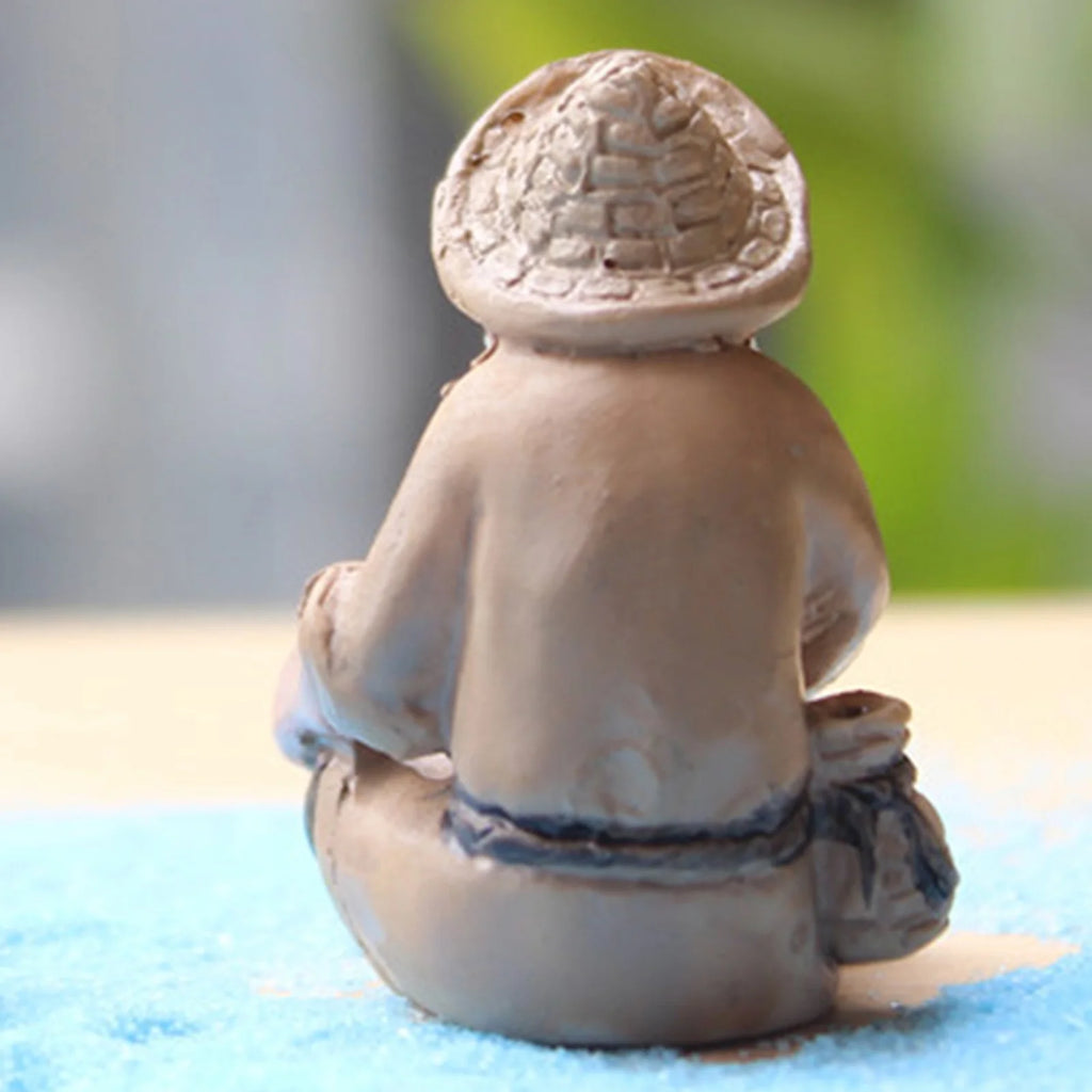 Miniature Resin Fishing Old Man Statue Aquarium Ornament X399212