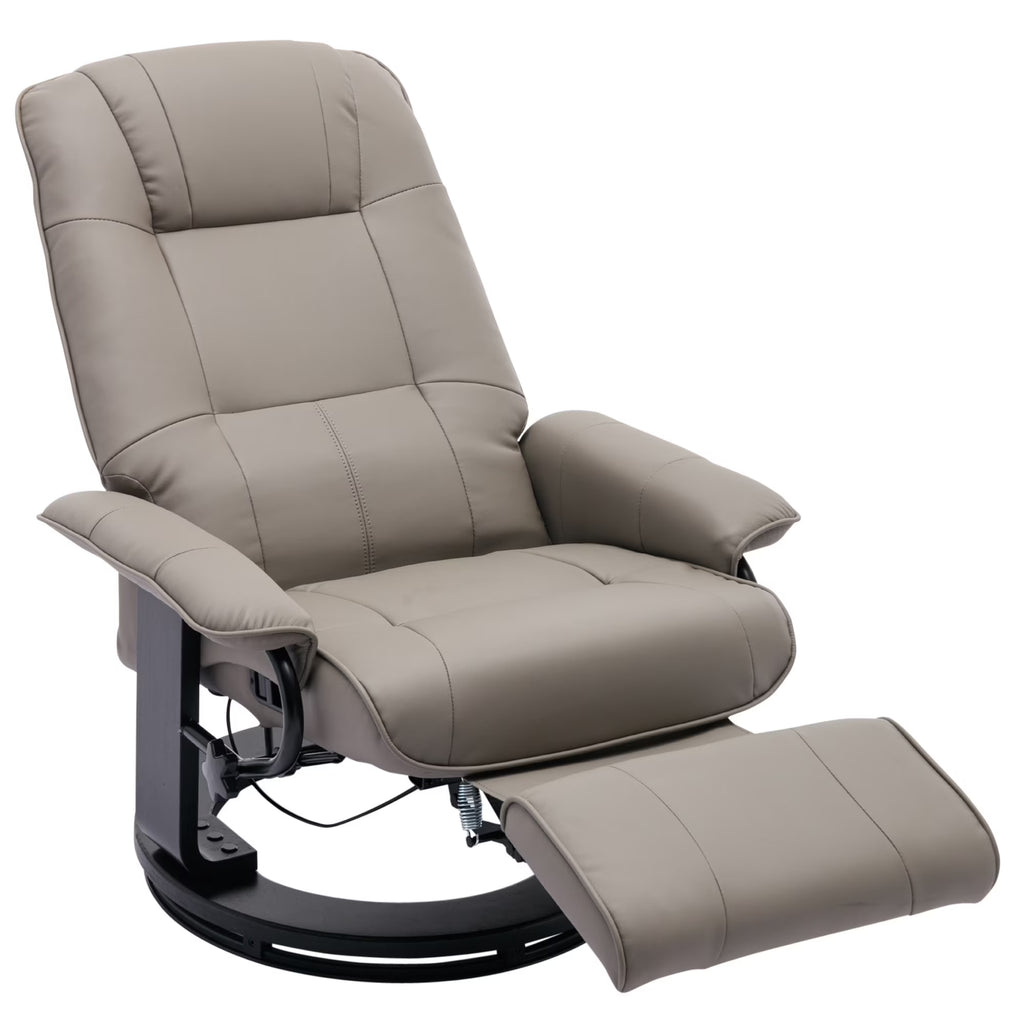 Grey Faux Leather Manual Swivel Recliner Chair with Footrest V943063