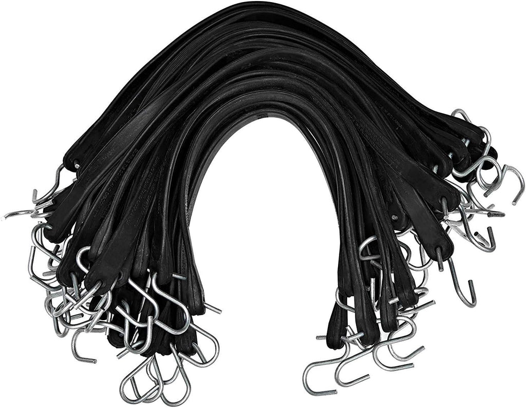 Natural Rubber Bungee Cords with Hooks 15" Pack of 50 K4384