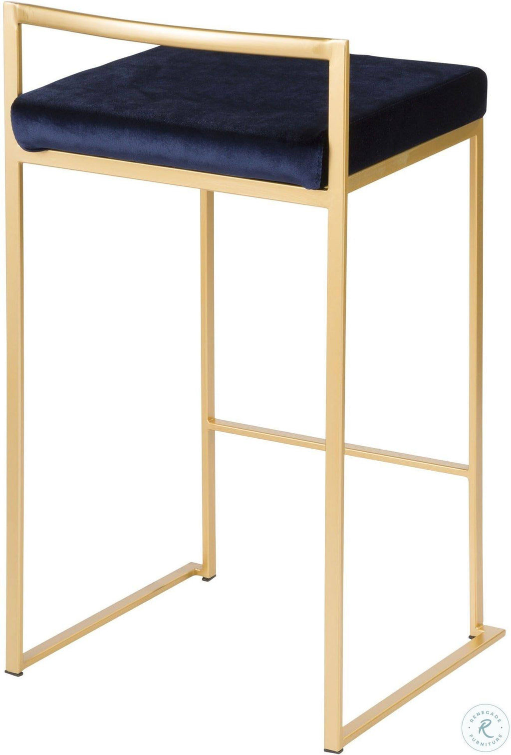 Gold Blue Velvet Stackable Counter Stool Set of 2 X92246