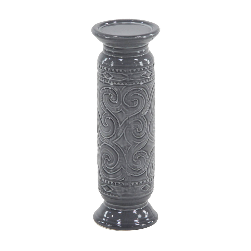 Set of 3 Gray Cylindrical Candle Holders V961033
