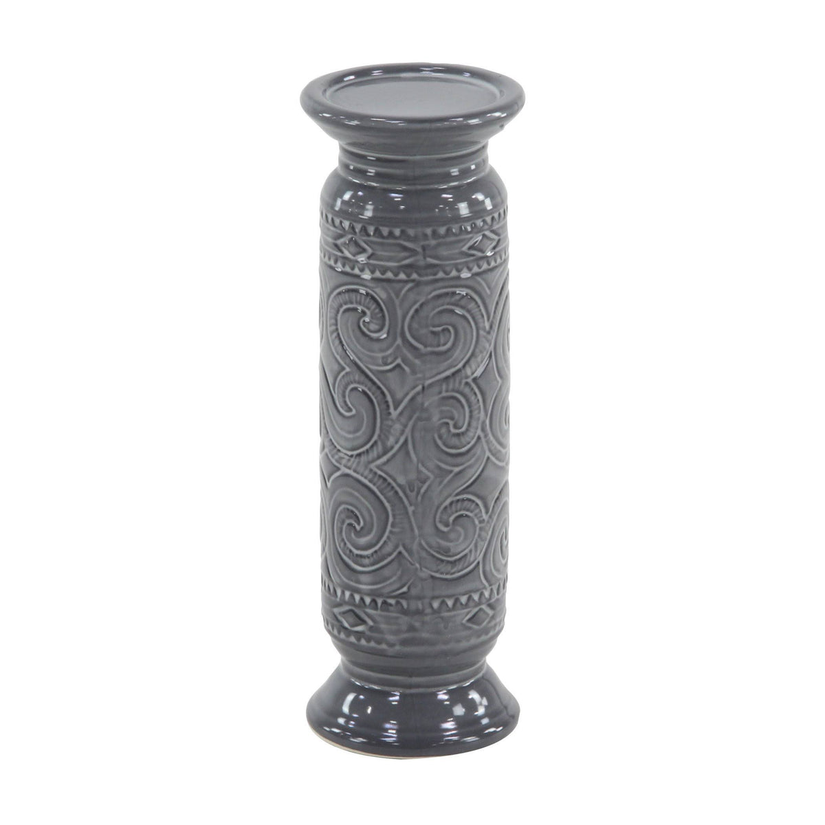Set of 3 Gray Cylindrical Candle Holders V961033