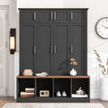 White 4-in-1 Hall Tree Coat Rack with 4 Shelves and 8 Cabinets R43408
