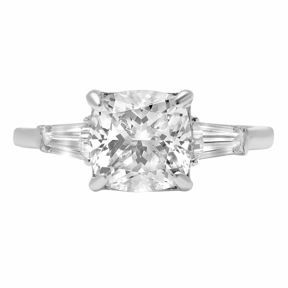 14K White Gold Three-Stone Diamond Engagement Ring size 9 X23839