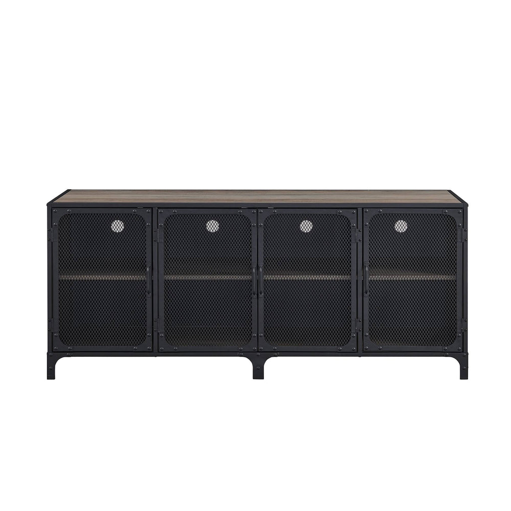 Industrial TV Stand Console Dark Walnut G32315