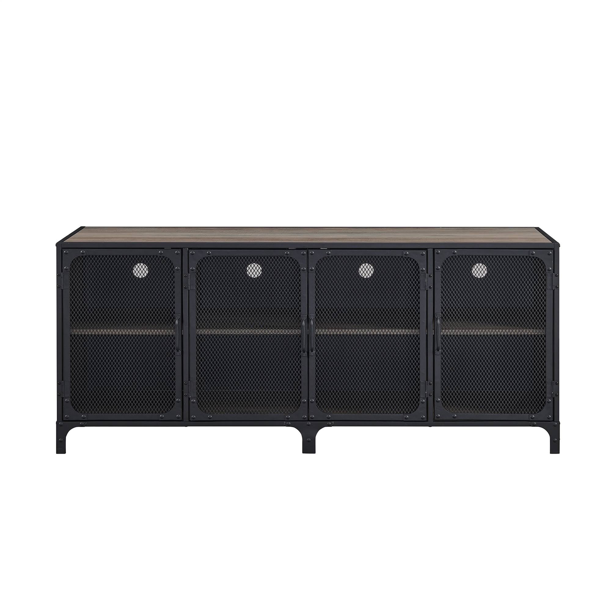 Industrial TV Stand Console Dark Walnut G32315