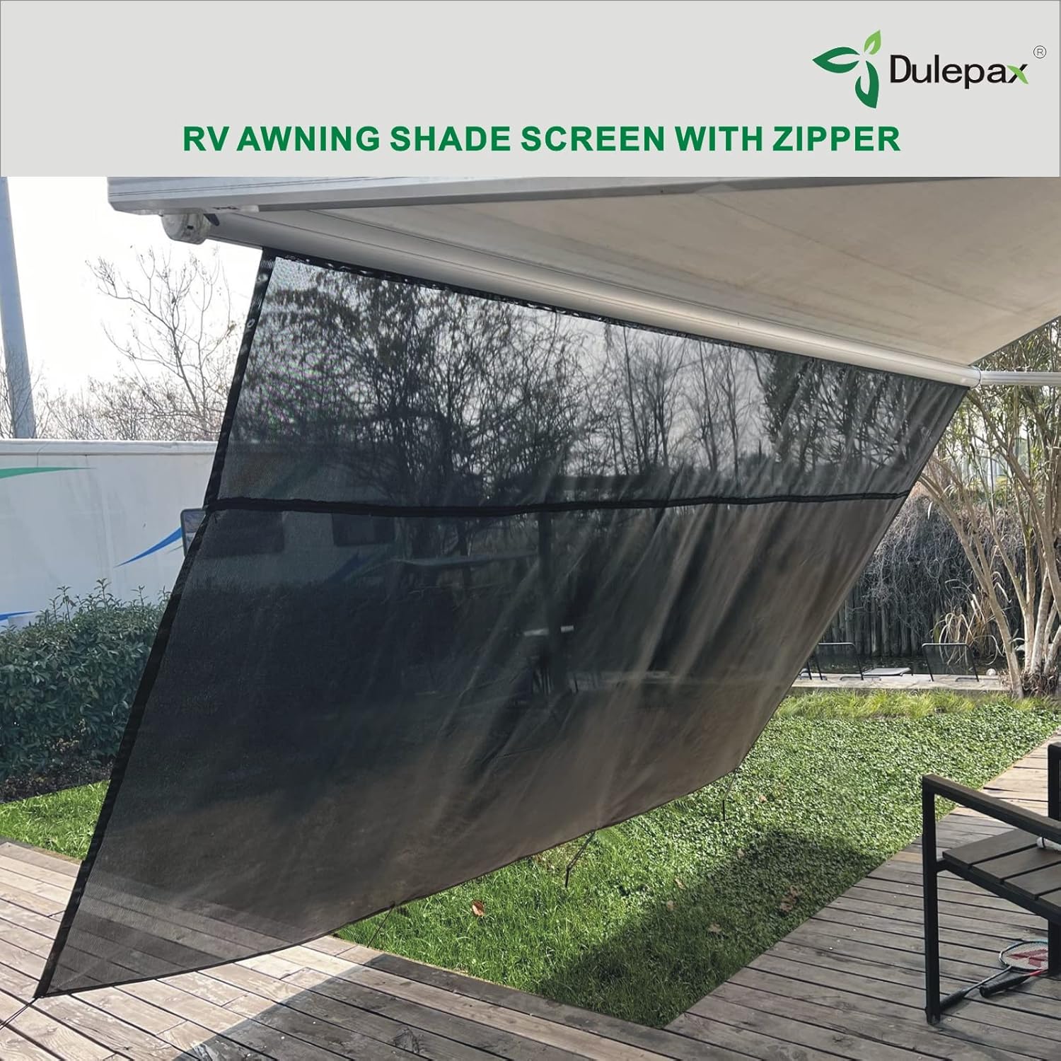 RV Awning Shade Screen with Zipper 8'X9'3'' Universal with Complete Kits C95662