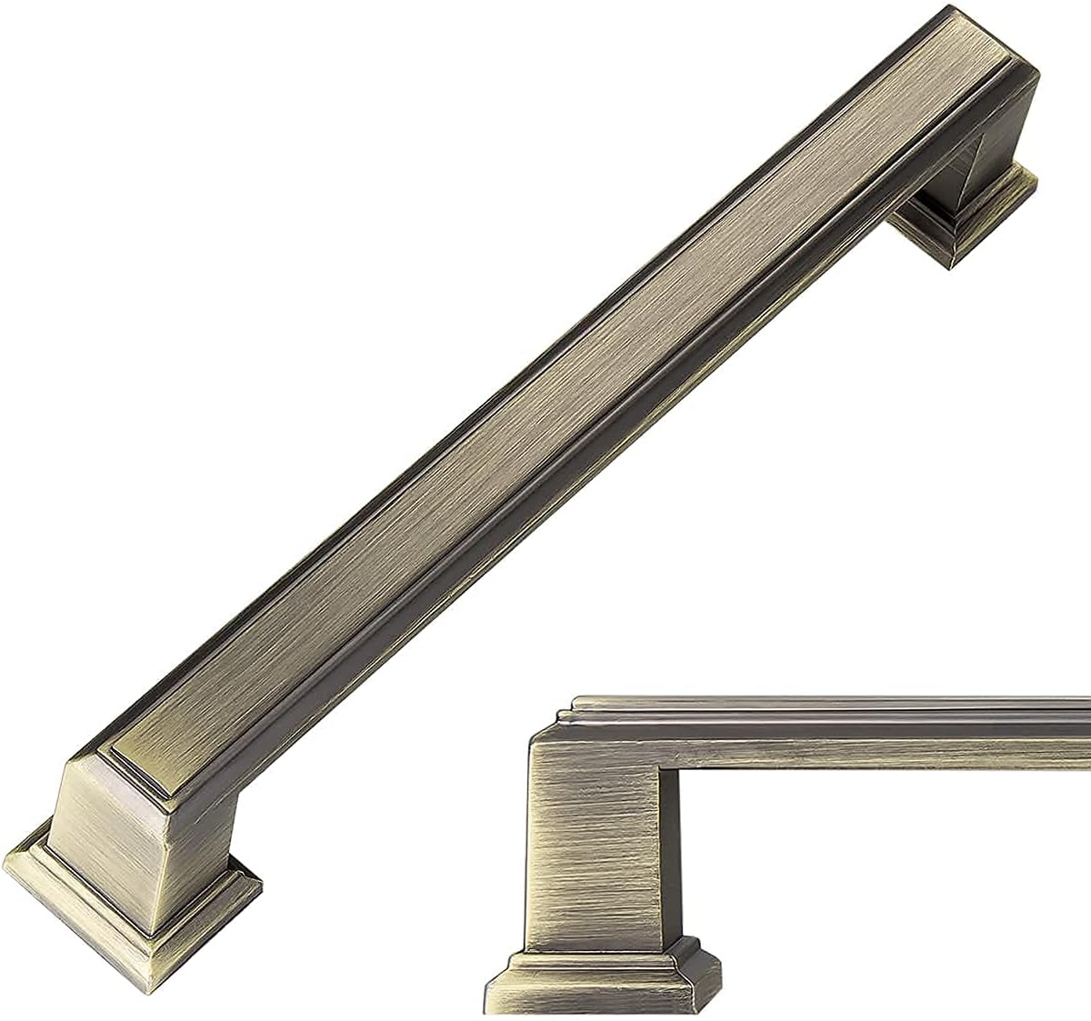 10 Pack Antique Brass Cabinet Hardware Pulls，4.5 inch Length Solid Cabinet Handles，3.75-inch Hold Centers E729009