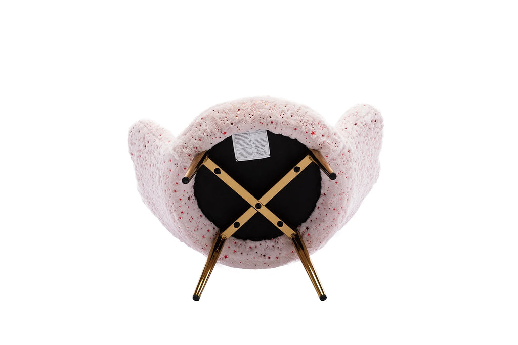 Pink Faux Fur Kids Sofa Chair with Gold Legs H11056