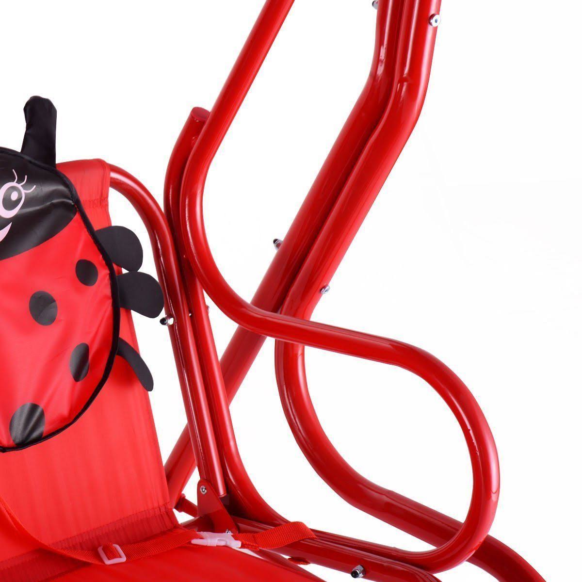 Red 2 Person Kids Patio Swing Chair with Canopy Q52382
