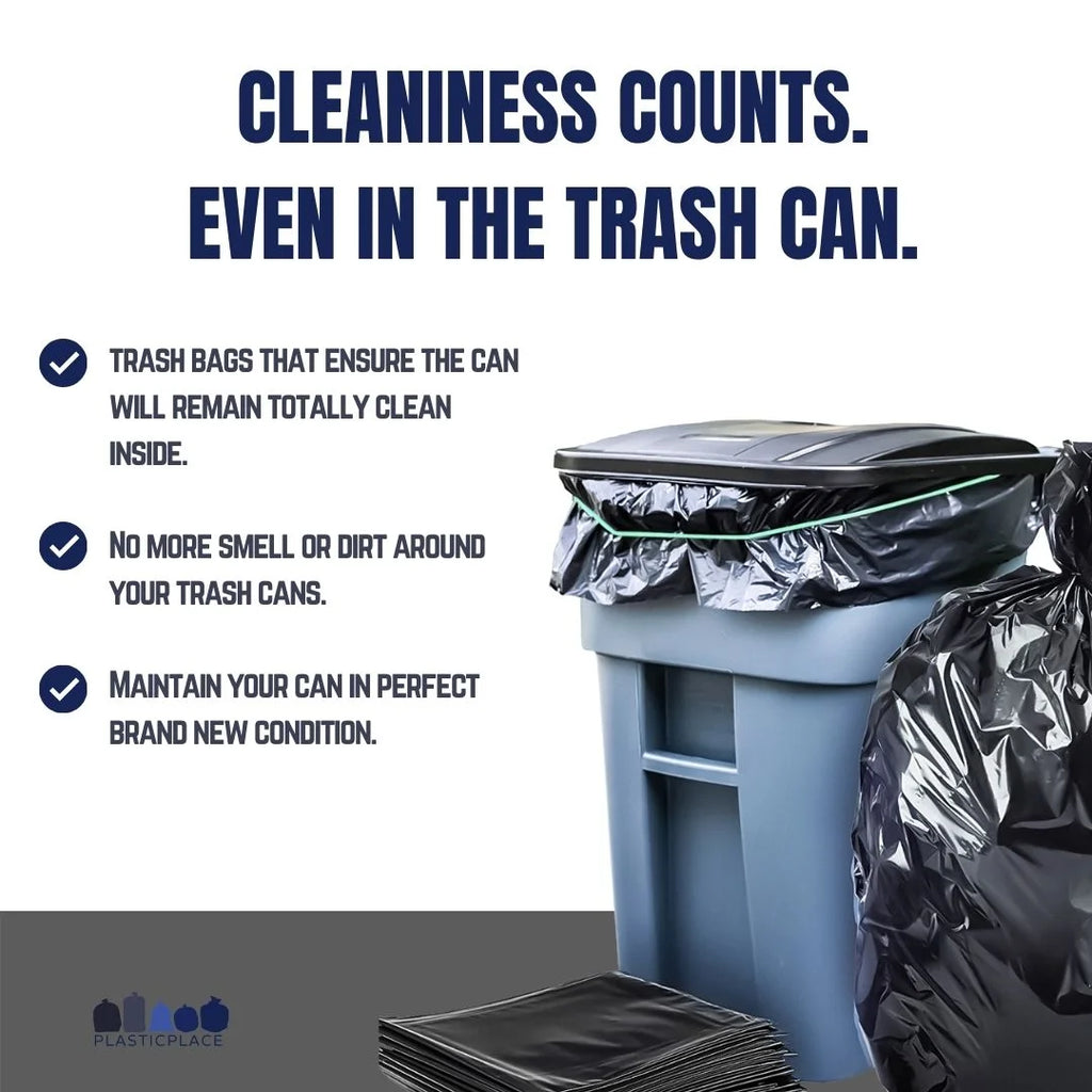 Black 64 Gallon Trash Bags, 50 Count W74823