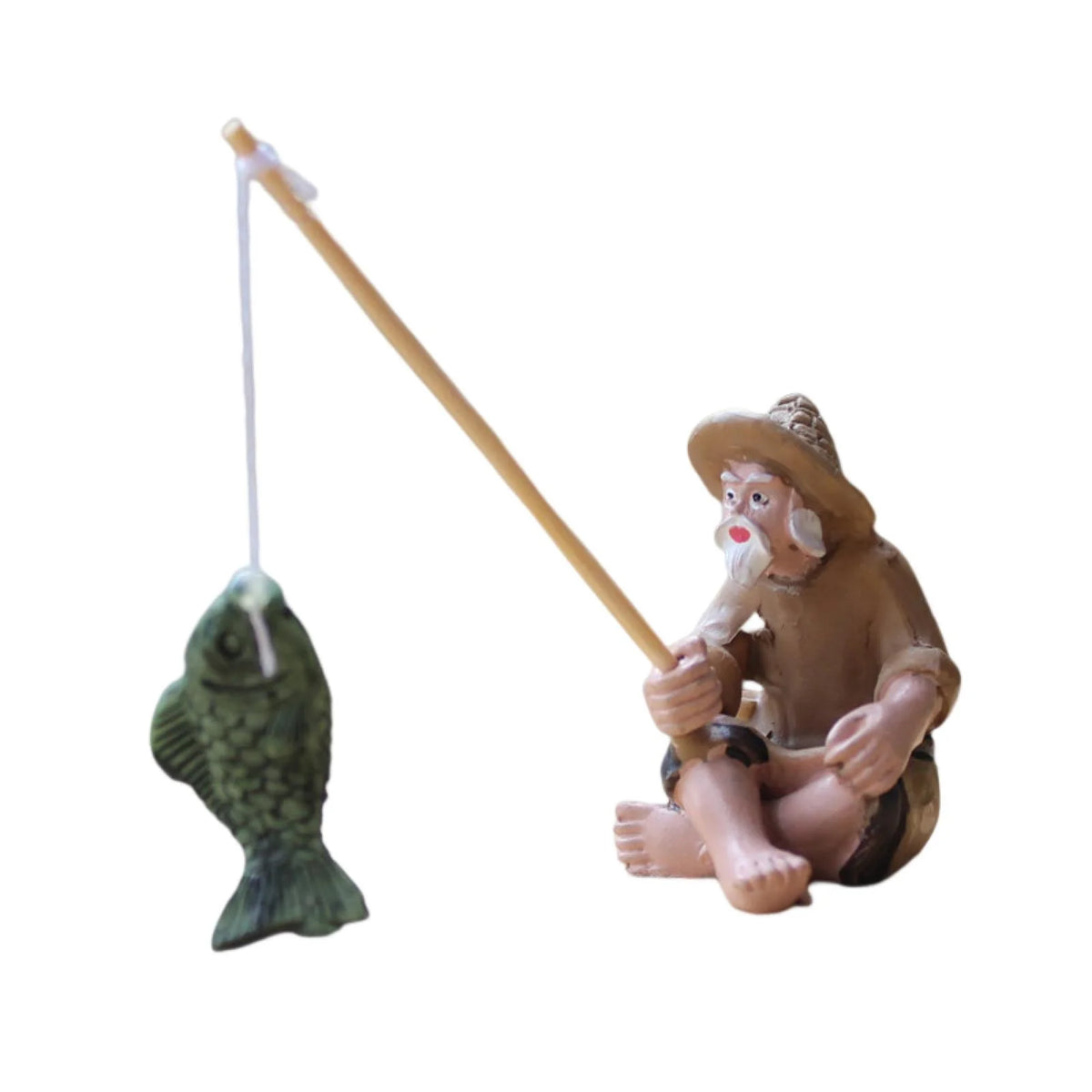 Miniature Resin Fishing Old Man Statue Aquarium Ornament X399212