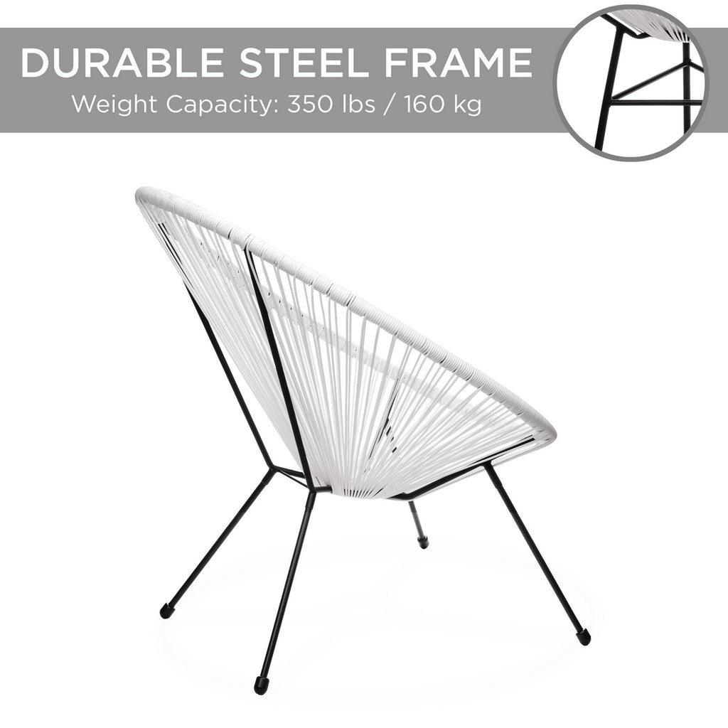 3-Piece All-Weather Patio Bistro Furniture Set with Rope Glass Top Table J4294