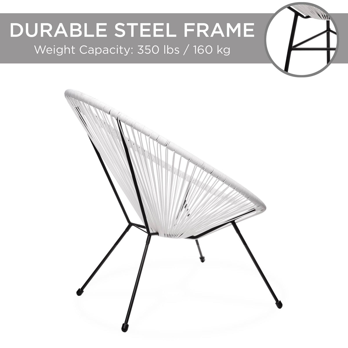 3-Piece All-Weather Patio Bistro Furniture Set with Rope Glass Top Table J4294