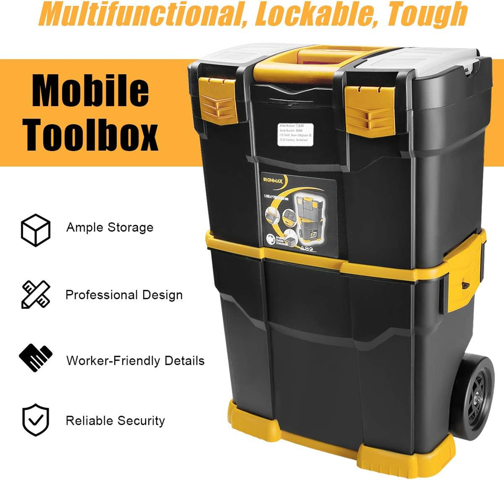 Stackable Rolling Tool Storage Case with Removable Tray F518