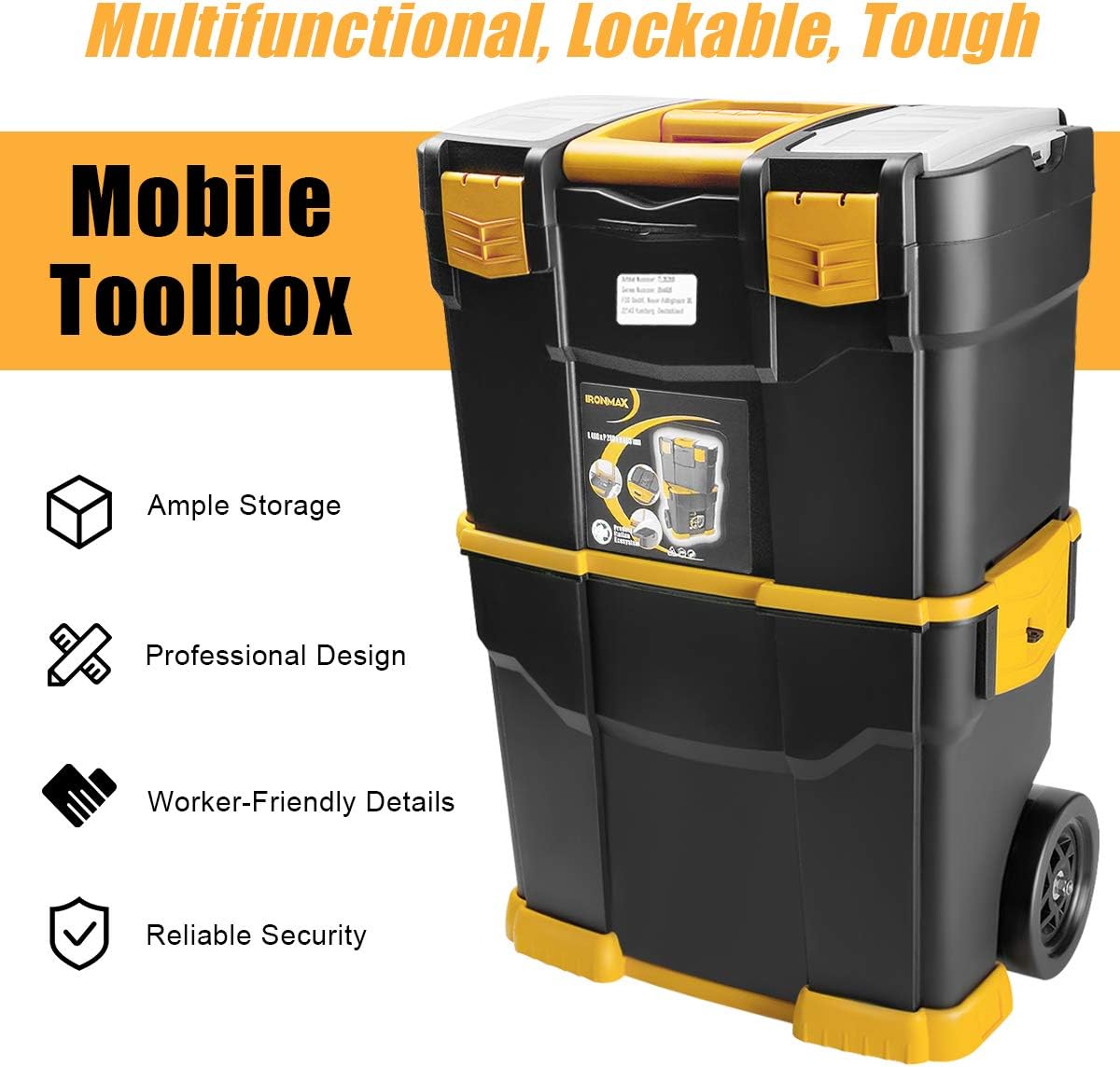 Stackable Rolling Tool Storage Case with Removable Tray F518