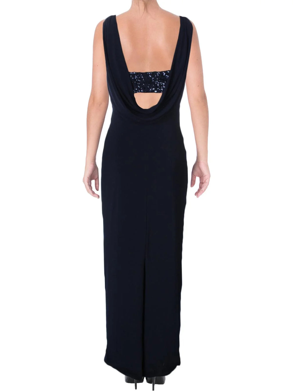 Sequined Cowl Back Evening Dress X7893