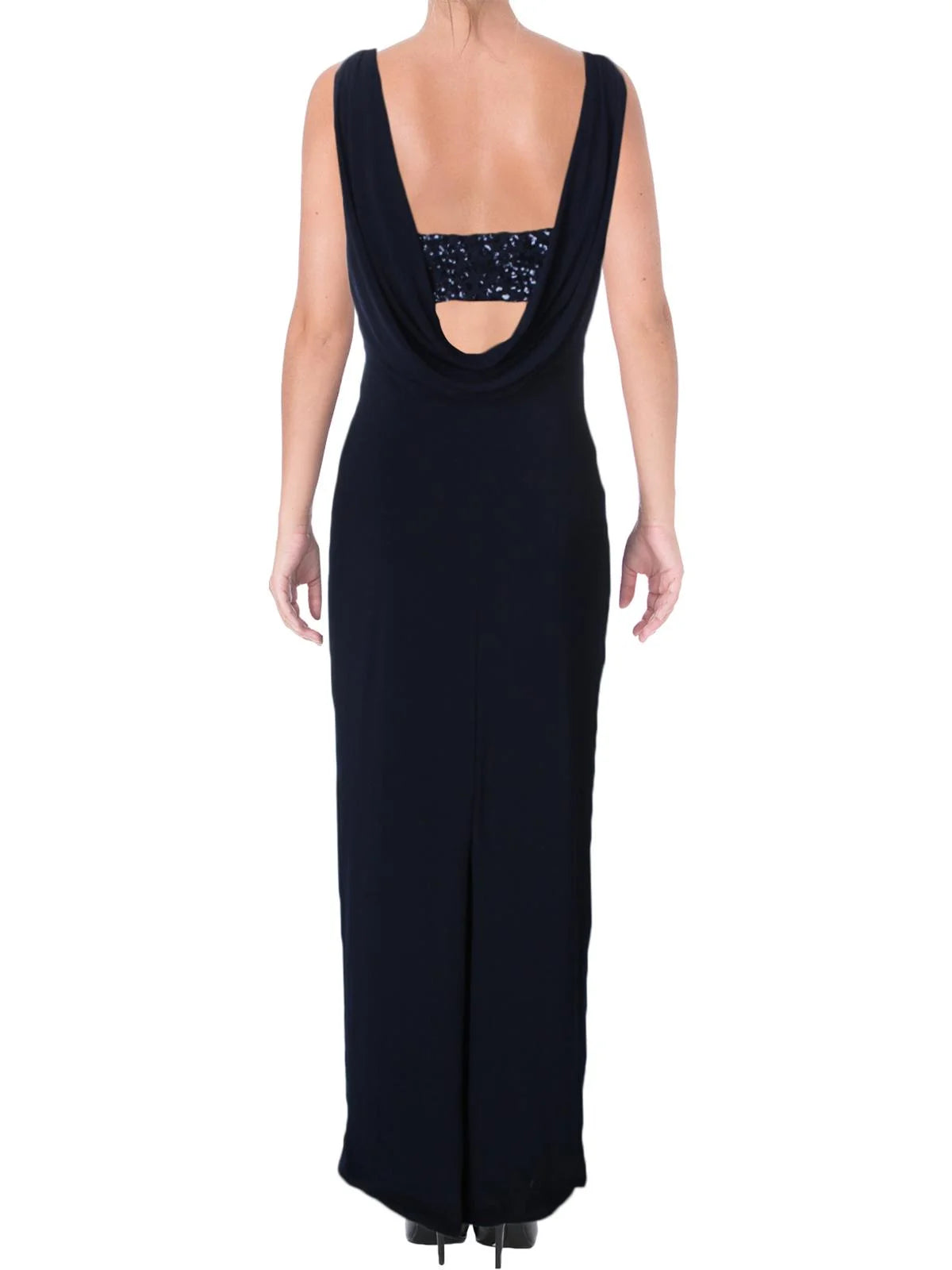 Sequined Cowl Back Evening Dress X7893