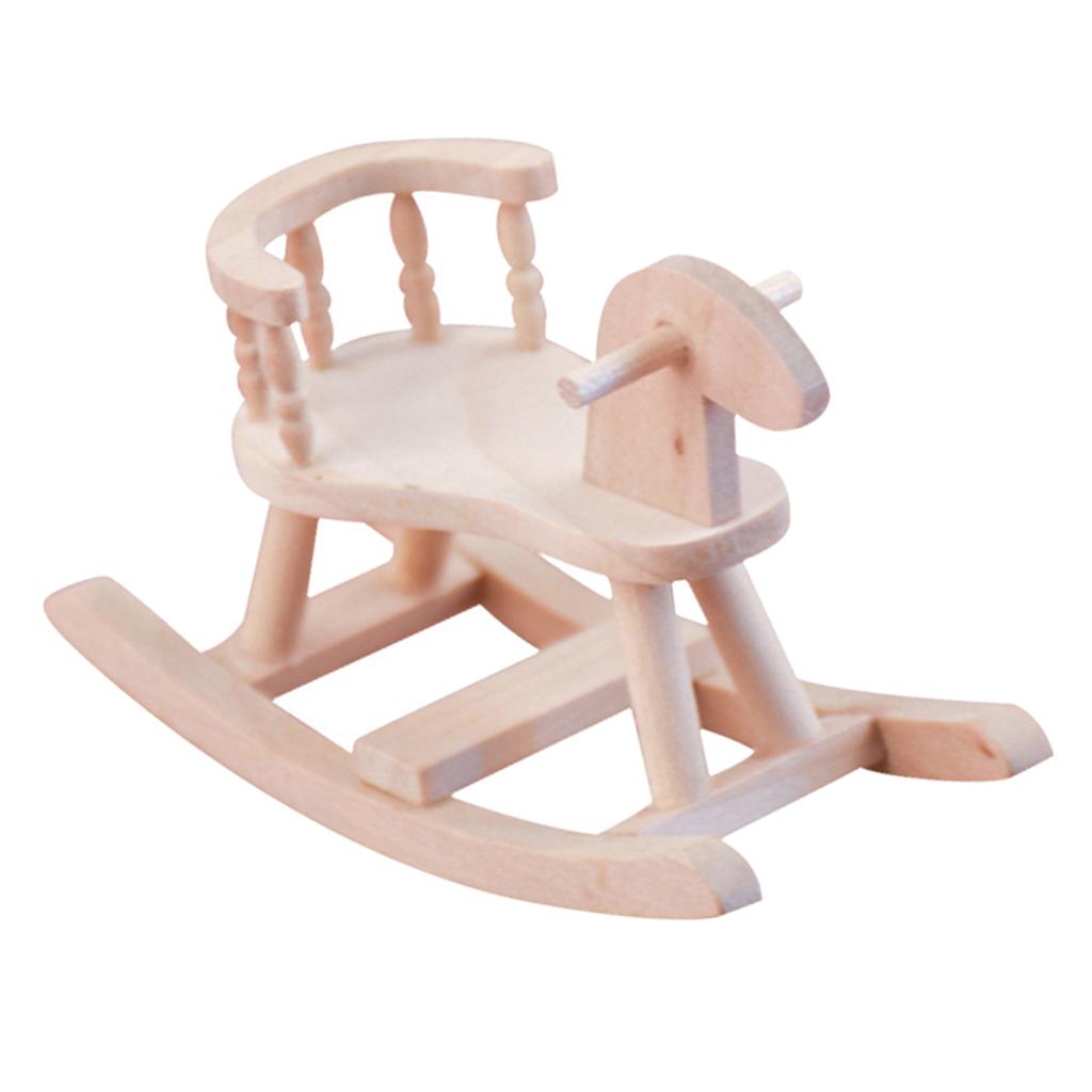 Dollhouse Unpainted Wooden Cockhorse Toy Furniture Model K37455
