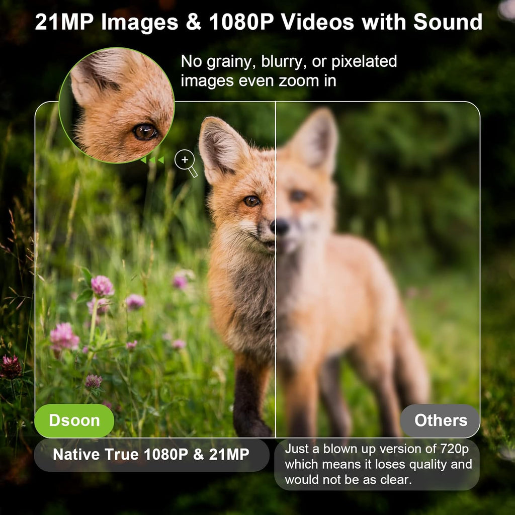 Trail Camera 21MP 1080P 65ft Night Vision IP66 Waterproof P1783