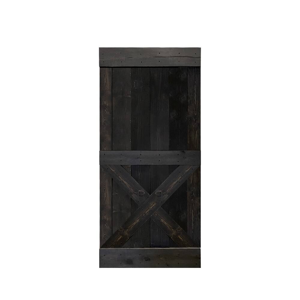 Weather Gray Stained Solid Knotty Pine Wood Interior Sliding Barn Door Slab B374724