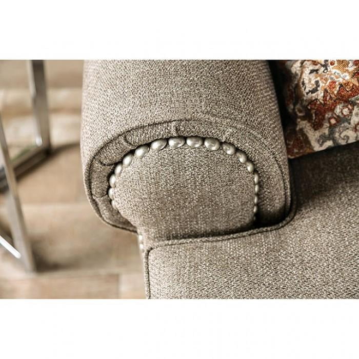 Light Gray Linen-like Fabric Sofa and Ottoman L1749