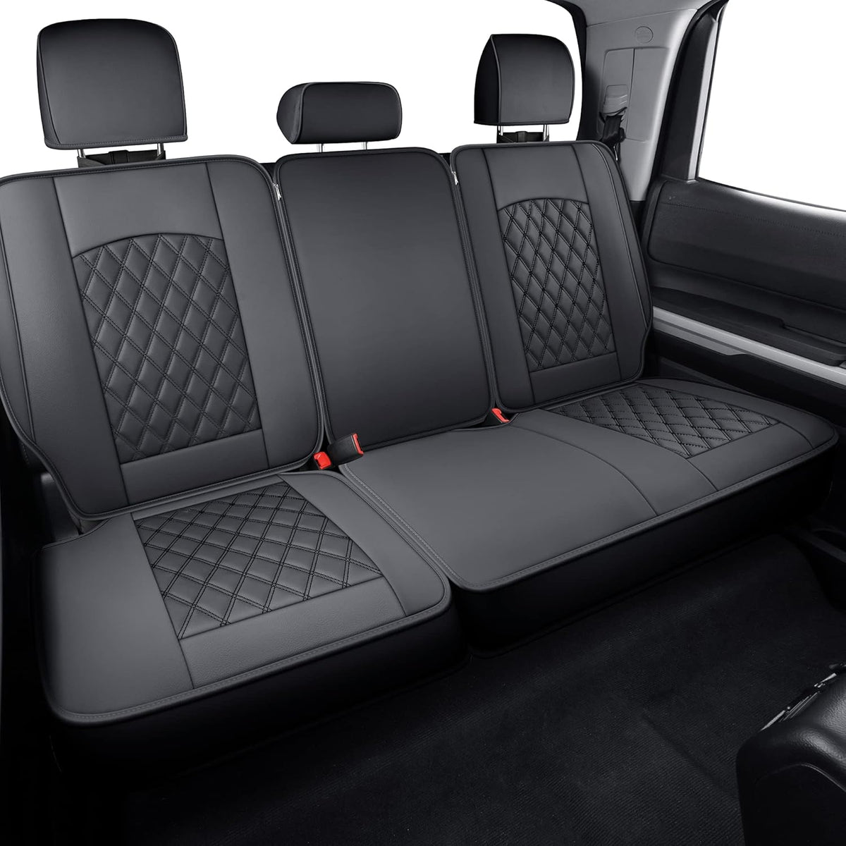 Rear Tundra Seat Covers with Faux Leather (Black Rear) H487613