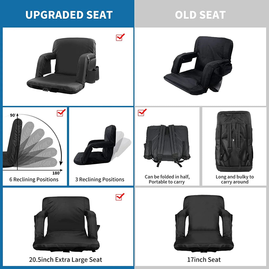 21" Wide Folding Stadium Seat with Back Support, 2 Pack V495123