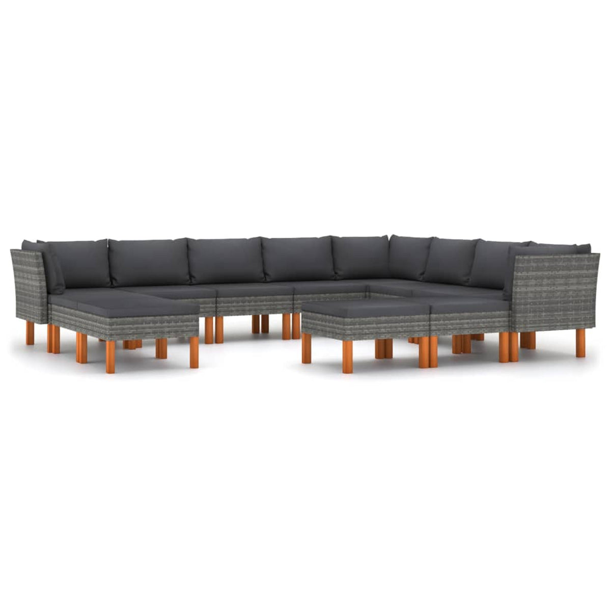 12 Piece Gray Poly Rattan Patio Conversation Set C2548