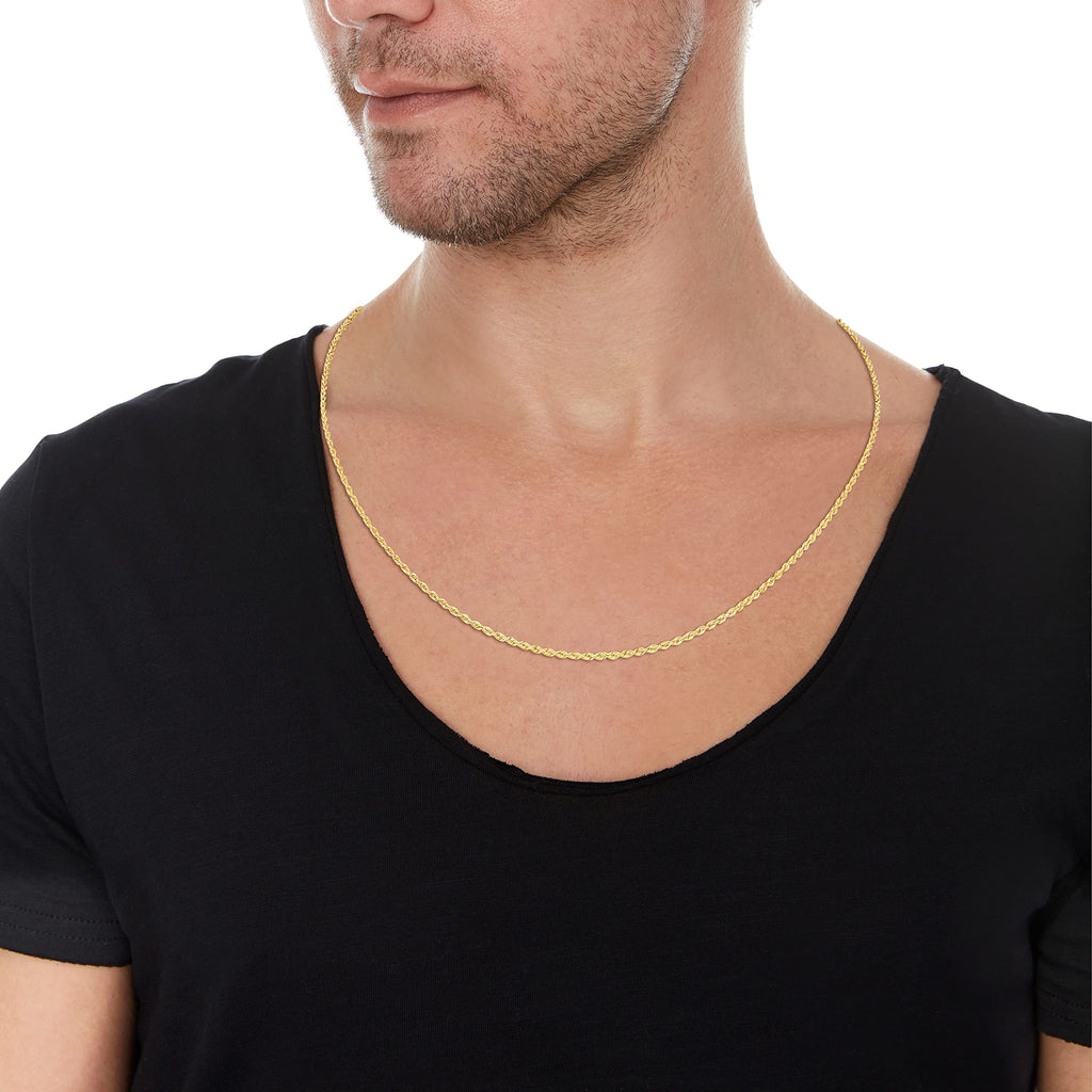 10k Yellow Gold Diamond Cut Rope Chain Necklace W630