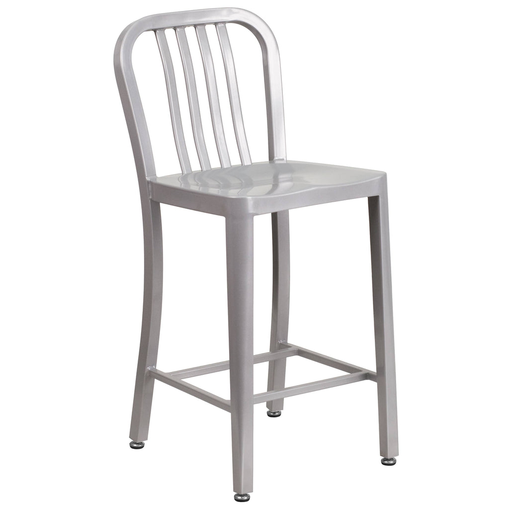 Red Metal Indoor-Outdoor Counter Height Stool W37295