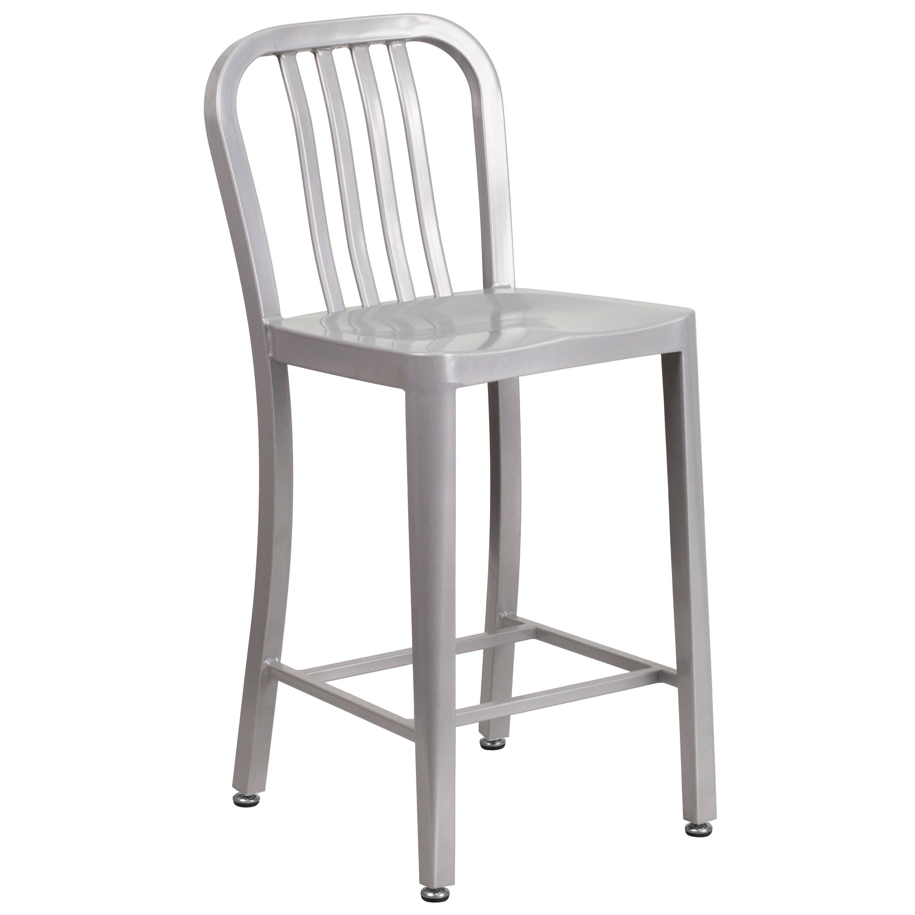 Red Metal Indoor-Outdoor Counter Height Stool W37295