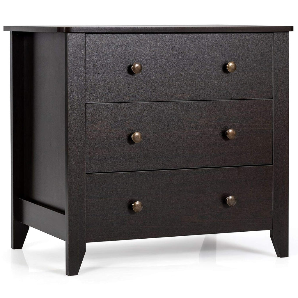 Deep Coffee 3 Drawer Dresser with Solid Curved Legs Z582