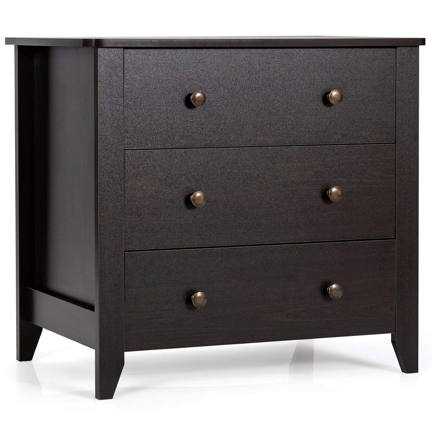 Deep Coffee 3 Drawer Dresser with Solid Curved Legs Z582
