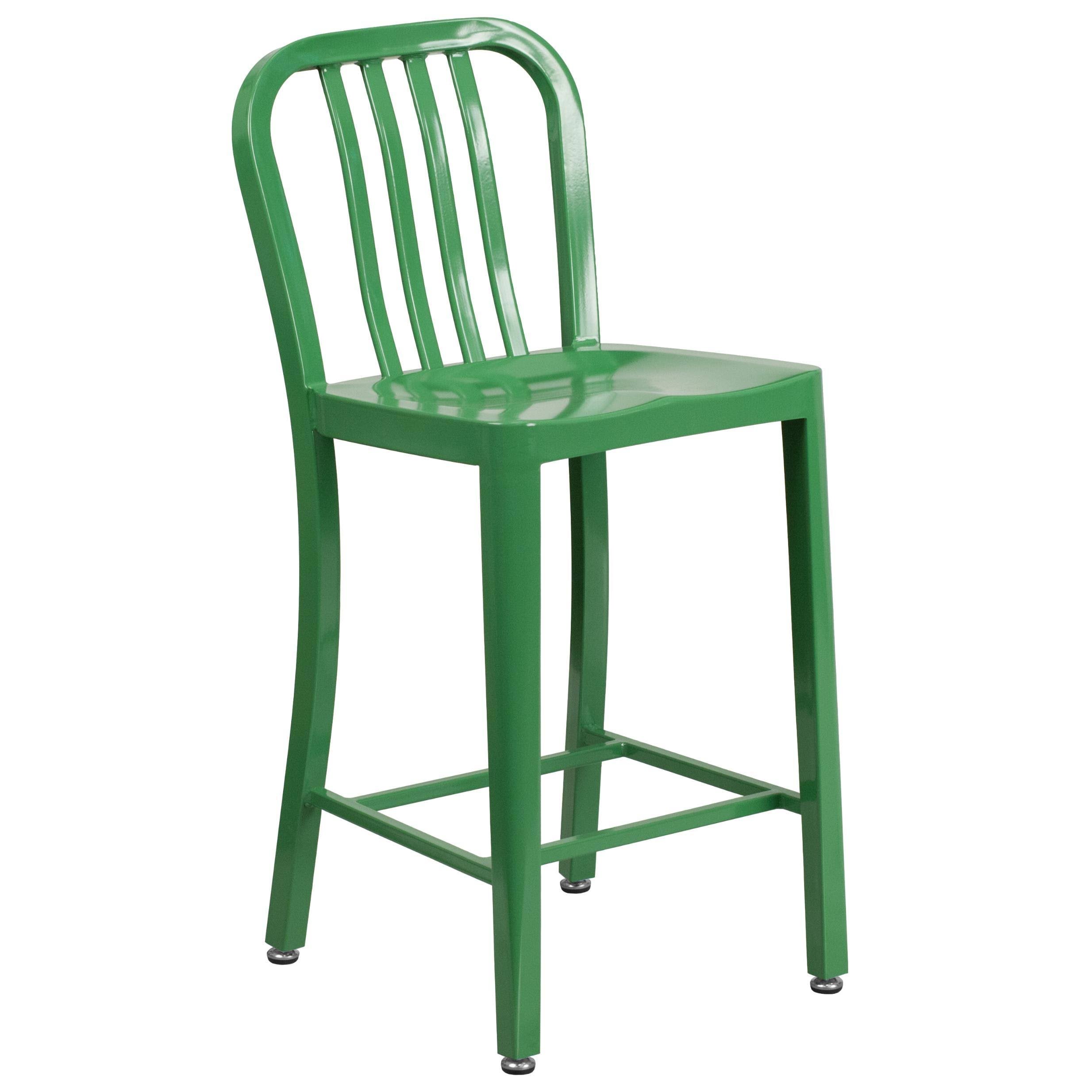 Red Metal Indoor-Outdoor Counter Height Stool W37295