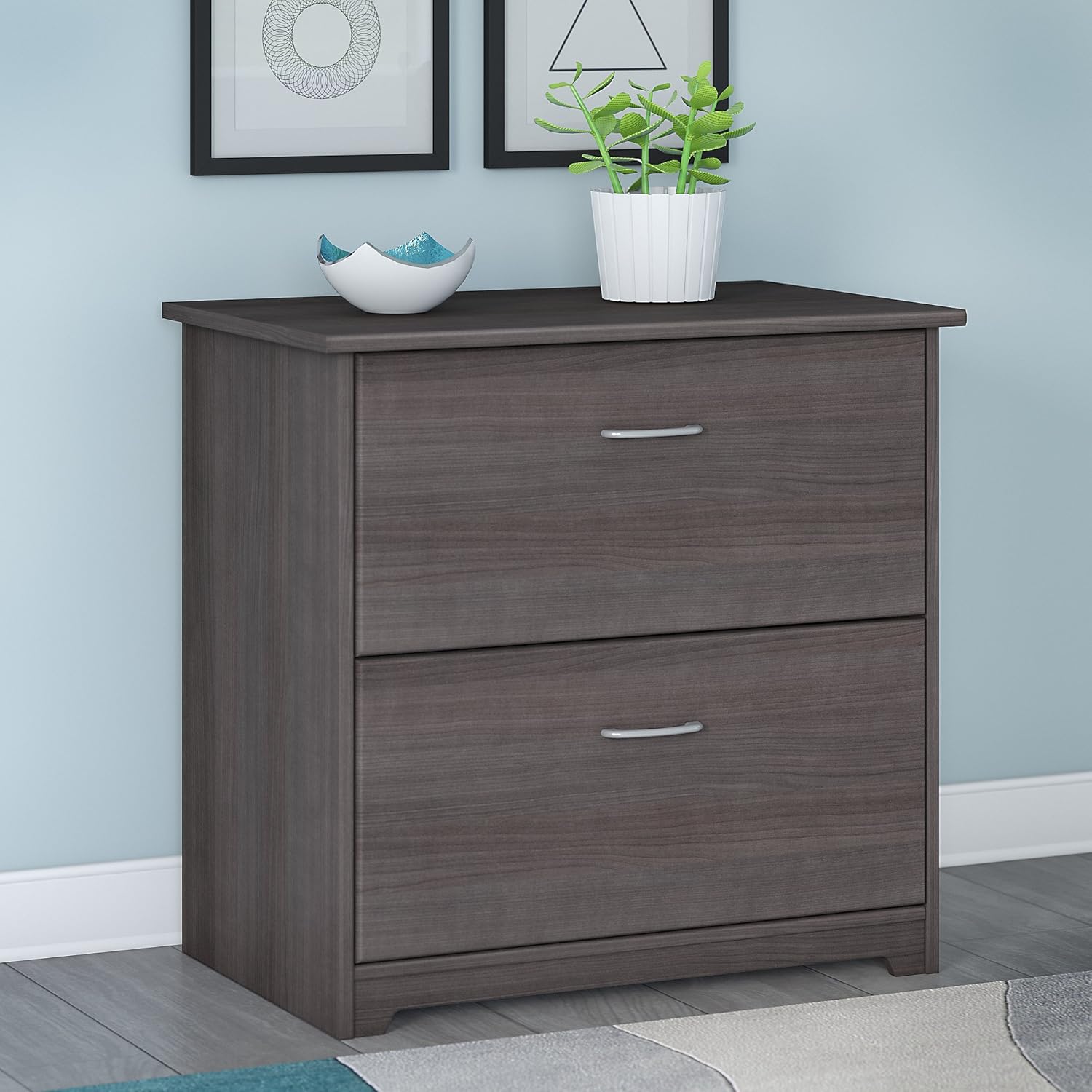 2 Drawer Lateral File Cabinet, Heather Gray E856