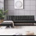 Black Faux Leather Reversible Sleeper Sofa and Chaise D536
