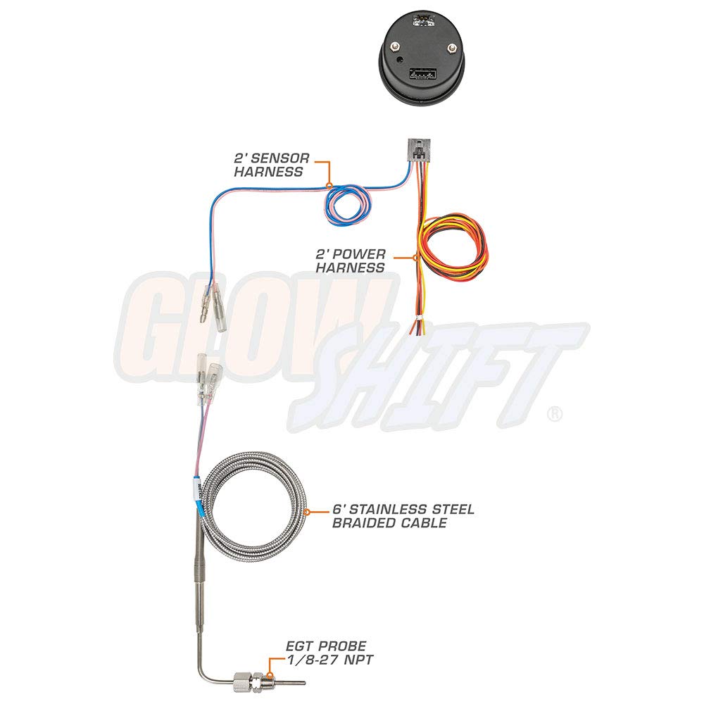 10 Color Digital 2200 F Pyrometer EGT Gauge Kit with Type K Probe P205