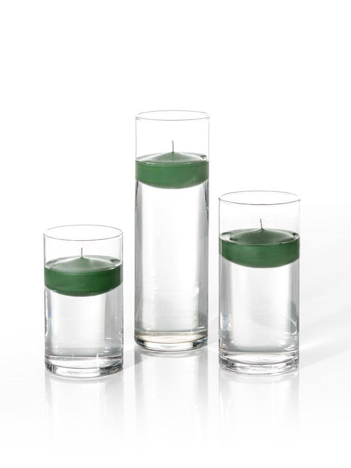 Set of 18 Floating Candles u0026 Glass, Hunter Green L227457